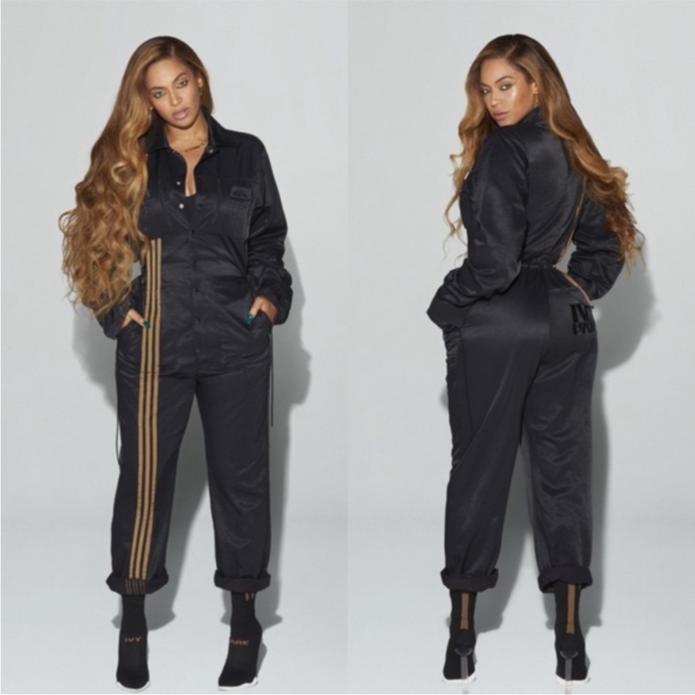 Ivy Park for Adidas Black Jumpsuit with Gold Stripes sz Small